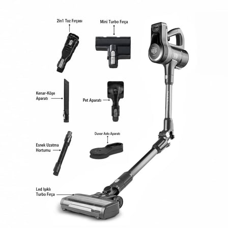 Karaca Vantuz Power Up Pro Dikey Süpürge Black Chrome