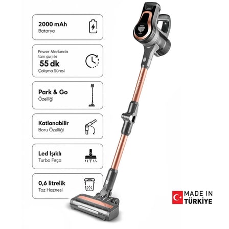 Karaca Vantuz Power Up Pro Dikey Süpürge Black Copper