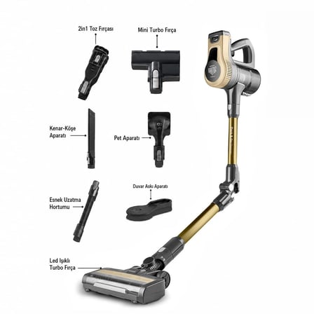 Karaca Vantuz Power Up Pro Dikey Süpürge Mineral Gold
