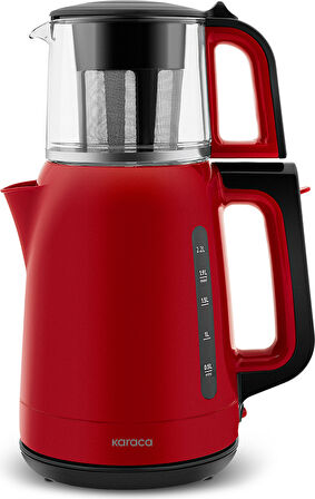 Karaca Mega Tea 1501 Cam Çay Makinesi Cherry Red 1500 W