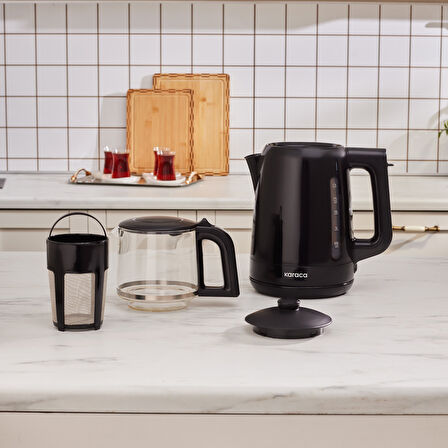 Karaca Mega Tea 1501 Cam Çay Makinesi Black 1500 W