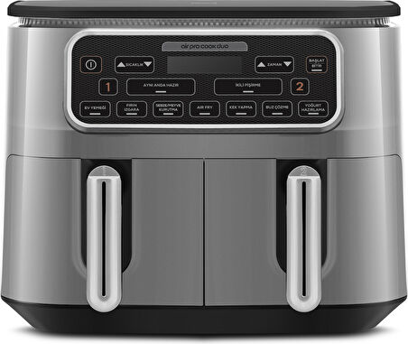 Karaca Air Pro Cook Duo Ev Yemeği XXXL 8 Litre Airfryer Cool Gray 8 Kişilik