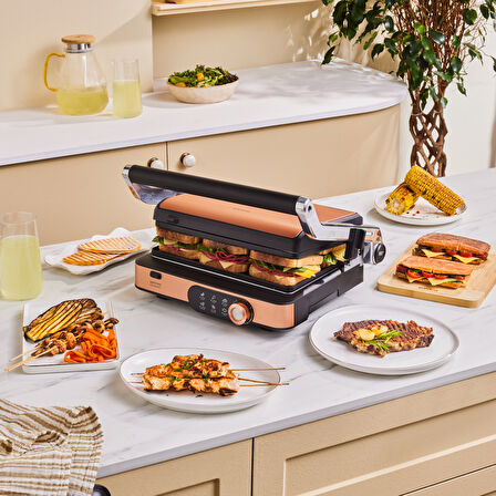 Karaca Gastro Gourmet Izgara ve Tost Makinesi Copper 2000 W 6 Dilim Kapasiteli
