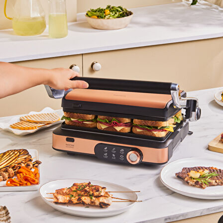 Karaca Gastro Gourmet Izgara ve Tost Makinesi Copper 2000 W 6 Dilim Kapasiteli