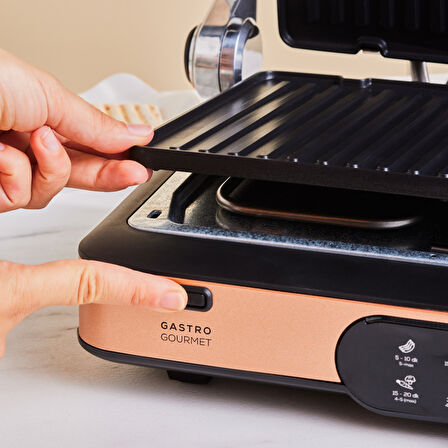 Karaca Gastro Gourmet Izgara ve Tost Makinesi Copper 2000 W 6 Dilim Kapasiteli