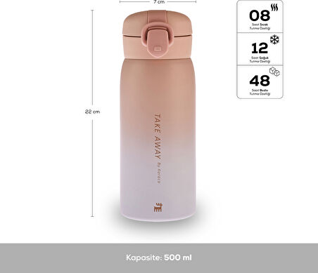 Karaca Pembe Skyfall Çelik Sızdırmaz Termos 500 Ml Pembe 500 ml Paslanmaz Çelik