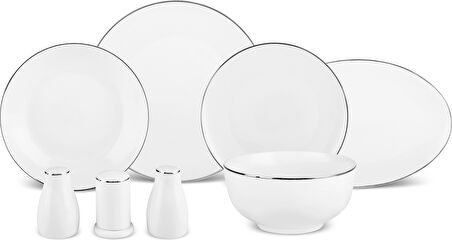 Karaca Elegance Bone Floda 53 Parça 12 Kişilik Yemek Takımı Platin
