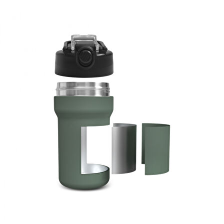 Karaca Thermosteel Camping 2 in 1 Çelik Termos Haki 450 ml