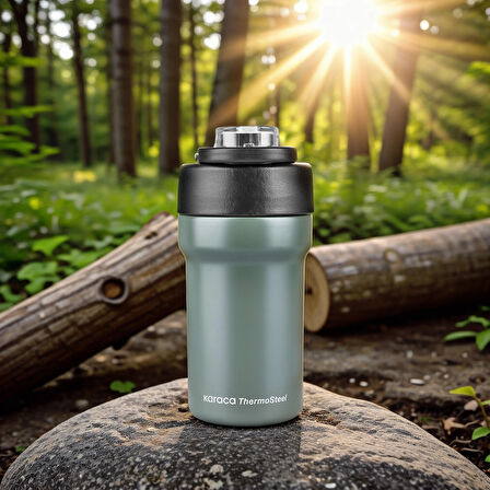 Karaca Thermosteel Camping 2 in 1 Çelik Termos Haki 450 ml