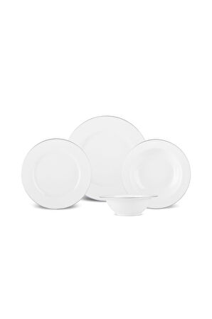 Eva Platin 24 Parça 6 Kişilik New Bone Yemek Takımı