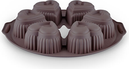 Crick Crack Harmony 6'lı Kalpli Silikon Muffin Kalıbı 28 cm