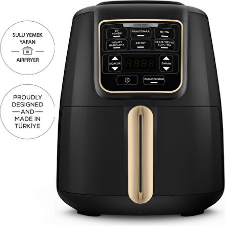 Karaca Air Pro Cook XL 2 in 1 Konuşan Airfryer Black Mineral Gold 4 Kişilik