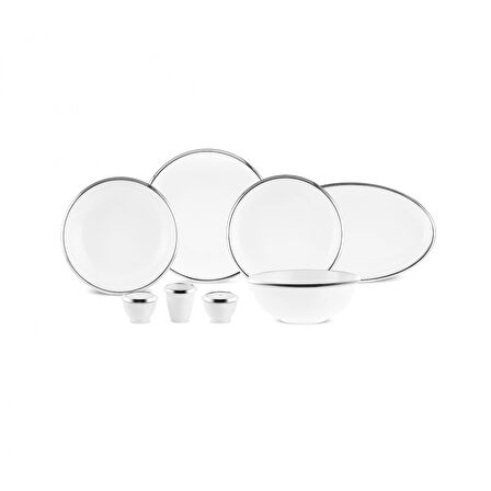 Karaca Stream Bone Ekinoks 53 Parça 12 Kişilik Yemek Takımı Platin