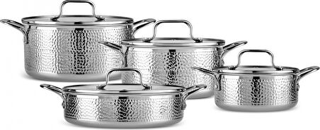 Karaca 3 Ply Powersteel Enzo 8 Parça İndüksiyon Tabanlı Çelik Tencere Seti