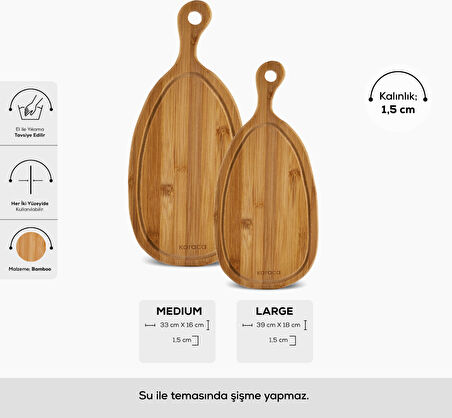 Karaca Havin 2'li Bambu Kesme Ve Sunum Tahtası 33/39 cm