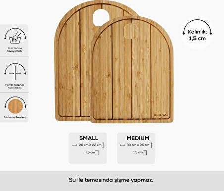 Karaca Leyla 2'li Bambu Kesme Tahtası 28/33 cm