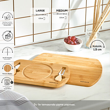 Karaca Lily Bamboo 2'li Pro Kesme Ve Sunum Tahtası 28/33 cm