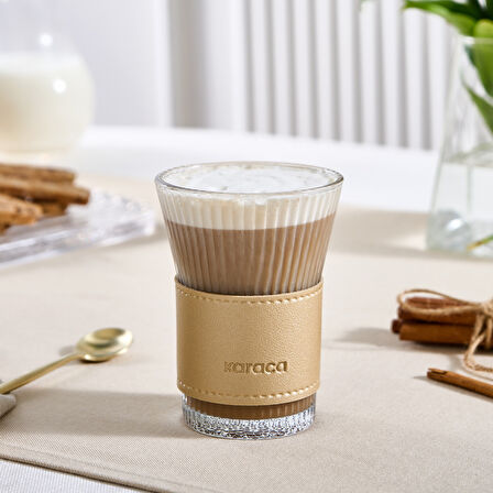 Karaca Leather Cool Touch Latte Bardağı 210 ml Gold