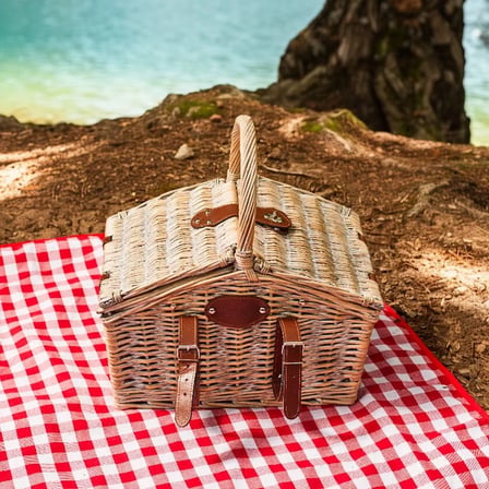 Karaca Summer Tabak, Çatal Kaşık Bıçak Takımı, Kadeh ve Piknik Örtüsü Hediyeli Piknik Sepeti
