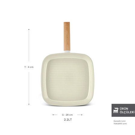 Karaca x Refika Swiss Crystal Almond Cream İndüksiyon Tabanlı 28 cm Grill Tava