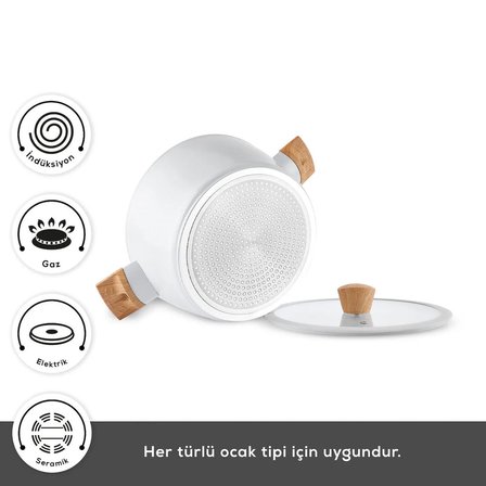 Karaca x Refika Swiss Crystal Almond Cream İndüksiyon Tabanlı 28 cm Grill Tava