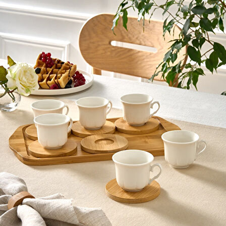Karaca Bambu Tepsili 6 Kişilik Kahve Fincanı 90 Ml