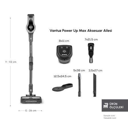 Karaca Vantuz Power Up Max Dikey Süpürge Silver