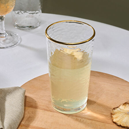 Karaca Akroma Transparent Su Bardağı 435 Ml Gold