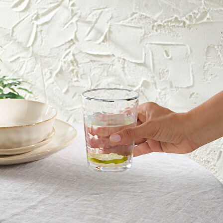 Karaca Akroma Transparent Su Bardağı 435 ml Platin