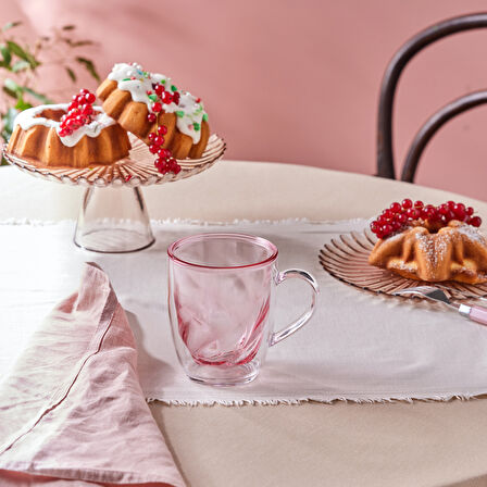 Karaca Karya Akrilik Çift Cidarlı Kupa 360 ml Pembe