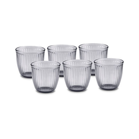 Karaca Gordes 6'lı Cam Su Bardağı 290 ml Antrasit