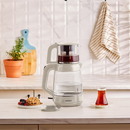 Karaca Glass Tea XL 2 in 1 Cam Çay Makinesi Starlight