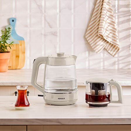 Karaca Glass Tea XL 2 in 1 Cam Çay Makinesi Starlight