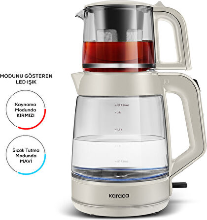 Karaca Glass Tea XL 2 in 1 Cam Çay Makinesi Starlight