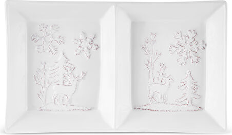 Karaca New Year Yılbaşı Snowy Servis Tabağı 26 Cm Beyaz