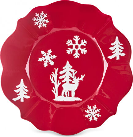 Karaca New Year Yılbaşı Candy Stripe Pasta Tabağı 20,5 cm