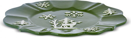 Karaca New Year Yılbaşı Snowy Pasta Tabağı 24 cm Yeşil