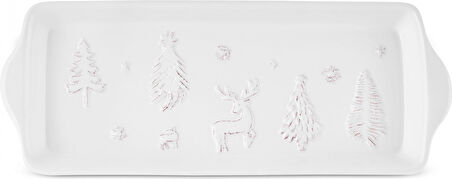 Karaca New Year Yılbaşı Snowy Kayık Tabak 30 Cm Beyaz