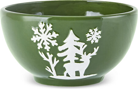 Karaca New Year Yılbaşı Snowy Kase 15,5 Cm Yeşil