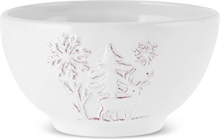 Karaca New Year Yılbaşı Snowy Geyikli Kase 14 Cm Beyaz