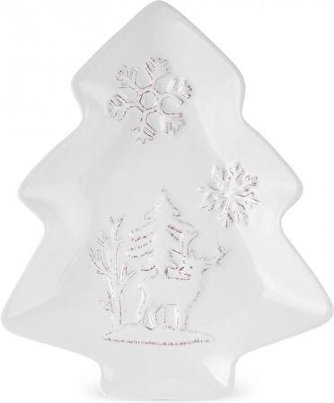 Karaca New Year Yılbaşı Snowy Servis Tabağı 18 Cm Beyaz