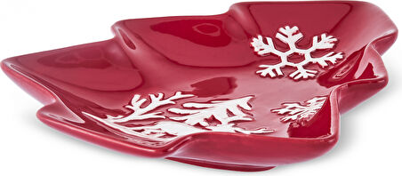 Karaca New Year Yılbaşı Snowy Servis Tabağı 18 Cm Kırmızı