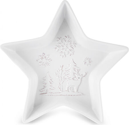 Karaca New Year Yılbaşı Snowy Star Çerezlik 24 Cm Beyaz