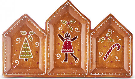 Karaca New Year Yılbaşı Gingerbread Triplate Servis Tabağı