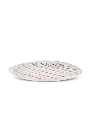 New Year Yılbaşı Kokina Green Dot Pasta Tabağı 20,5 Cm