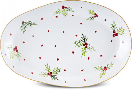 Karaca New Year Yılbaşı Kokina Oval Kayık Tabak 33 Cm
