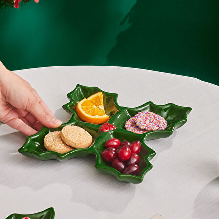 Karaca New Year Yılbaşı Kokina Dört Bölmeli Çerezlik 18 Cm