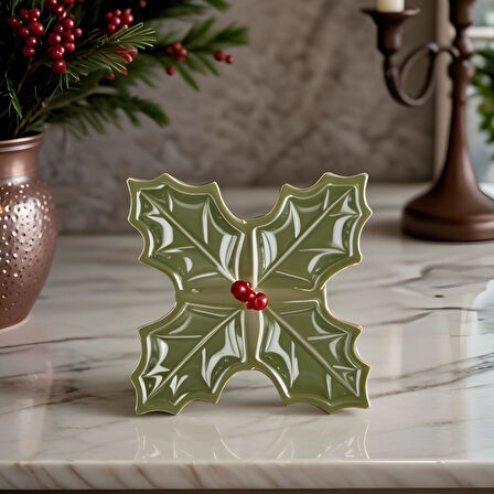 Karaca New Year Yılbaşı Kokina Dört Bölmeli Çerezlik 18 Cm