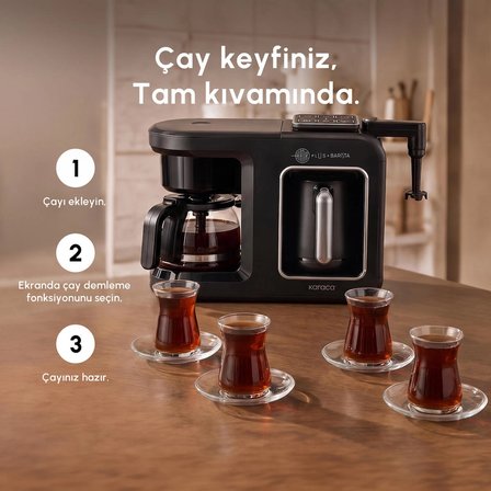 Karaca Hatır Plus Barista 6 in 1 Latte Cappuccino ve Közde Türk Kahve Makinesi Black Silver