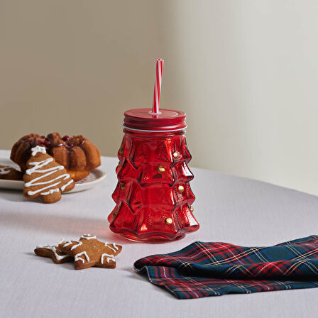 Karaca New Year Yılbaşı Pine Tree Pipetli Kupa 520 Ml Kırmızı